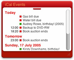 iCal Events widget