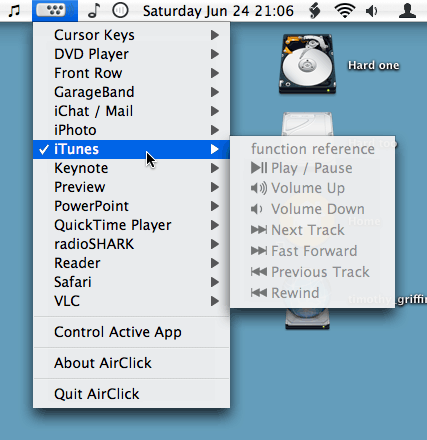 AirClick menu