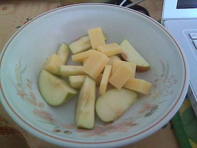 Photo of an apple and some cheese